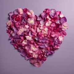 Celebrate Love: Valentine's Day, Weddings and Anniversaries with a Conceptual Heart of Flower Petals and Roses: Generative AI