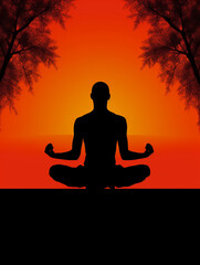 man yoga pose vector illustration. Meditation yoga icon. Yoga pose icon,  Created using generative AI tools.