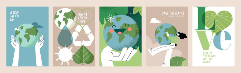 Earth day poster set. Vector illustrations for graphic and web design, business presentation, marketing and print material. © PureSolution