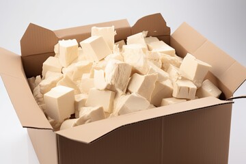 Organic Tofu Protein - Perfect for Vegans & Vegetarians - Isolated in Cardboard Box for Healthy Eating & Bio Food. Generative AI
