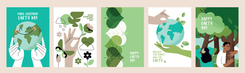 Earth day poster set. Vector illustrations for graphic and web design, business presentation, marketing and print material. © PureSolution