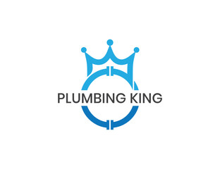 King Plumbing Service Logo Concept icon symbol sign Design Element. Crown, Plumber, Repair Logotype. Vector illustration template