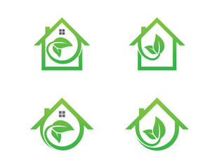 Obraz premium Home Leaf Logo Concept sign icon symbol Element Design. Leaves, Realtor, Real Estate, House, Mortgage, Green house Logotype. Vector illustration template