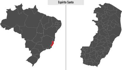 map of Espirito Santo state of Brazil