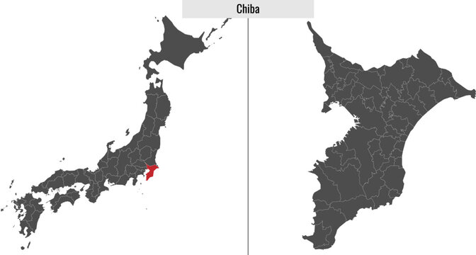 map of Chiba prefecture of Japan
