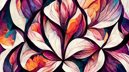 Abstract pattern of flower petals in different colors
