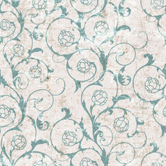Vector damask seamless pattern background. Classical luxury old fashioned damask ornament, royal victorian seamless texture for wallpapers, textile, wrapping. Exquisite floral baroque template.	
