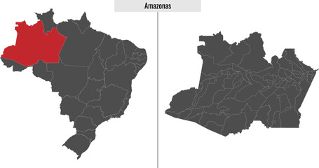 Amazonas map state of Brazil