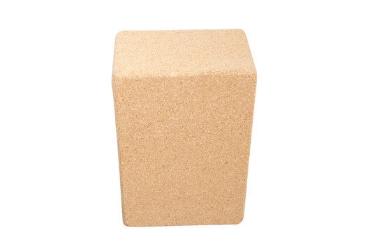 Cork yoga block isolated on white background