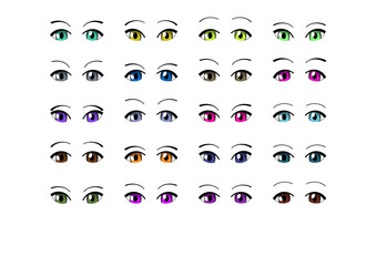 2d anime manga woman colourful eyes