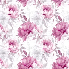 Gardinen Peony - Seamless Floral Print - Seamless Watercolor Pattern Flowers - perfect for wrappers, wallpapers, postcards, greeting cards, wedding invitations, romantic events. © PrintaDay
