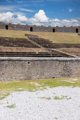 View on Amphitheatre of Pompeii  buried by the eruption of Vesuvius volcano in 79 AD, Pompeii,...
