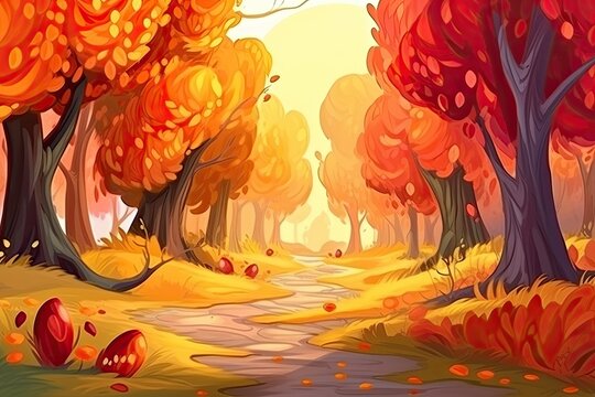 autumn hiking trail. Generative AI