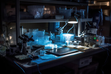 Obraz na płótnie Canvas the bio lab at night