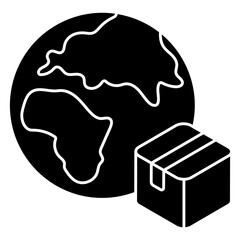 A flat design icon of global parcel  