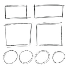 Circles, checkmarks and frames Pencil marks vector
