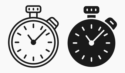 Stopwatch timer basic line shape icon vector flat illustration