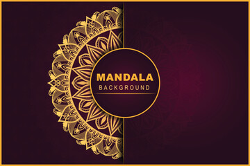 Ornamental vector luxury mandala background with red and gold elegant design. Arabic Islamic unique style pattern