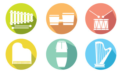 Set of different musical instrument icons Vector