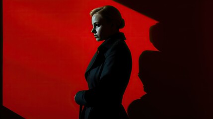 Female Russian Spy Emerging from Shadows