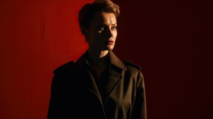 Female Russian Spy Emerging from Shadows