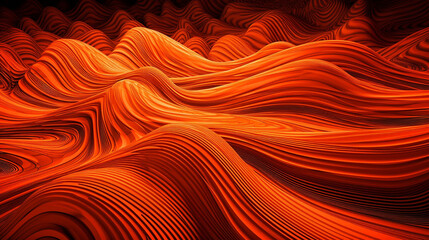 orange surface of waving lines Generative AI