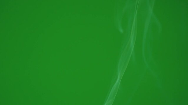 Smoke slow motion flowing up on green screen background