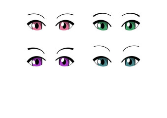 2d anime manga woman colourful eyes