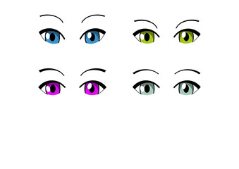 2d anime manga woman colourful eyes