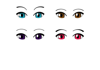 2d anime manga woman colourful eyes