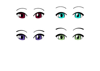 2d anime manga woman colourful eyes