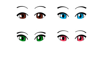 2d anime manga woman colourful eyes 
