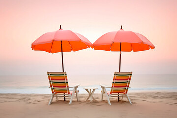 Nascer do Sol Deslumbrante na Praia com Céu Laranja e Rosa