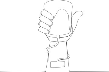 A hand donating blood. World blood donor day one-line drawing