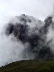 Face of Mount Roraima covered in mist