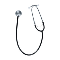 Black stethoscope isolated on transparent background. Stock photo