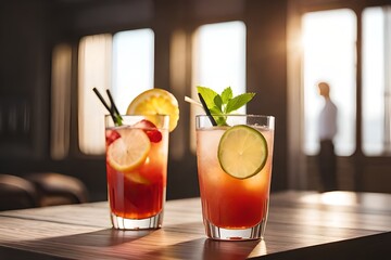 Ein eleganter und erfrischender Cocktail in einer Strandbar