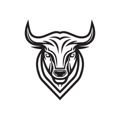 A minimalistic abstract bull head logo in a simple art style.