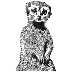 Cute Meerkat on white background, hand draw illustration Meerkats