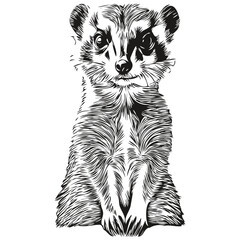 Vintage engrave isolated Meerkat illustration cut ink sketch Meerkats