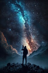 Fototapeta premium Person in the moon. AI generated art illustration.