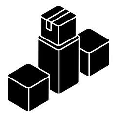 An editable design icon of cartons