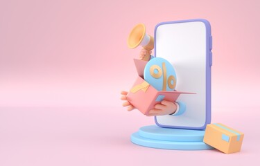 Isolated Delivery App. 3D Illustration