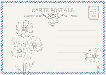 Vintage postcard background template. Vector illustration