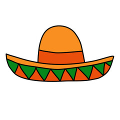 Mexican hat sombrero doodle style vector illustration