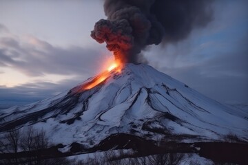 a powerful volcanic eruption occurred with the release of ash and lava. Generative AI