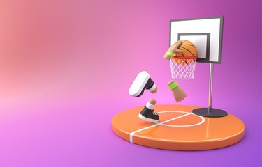 Isolated Basketball Dunk. 3D Illustration