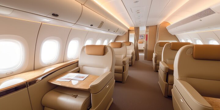 first class business luxury A380 seats for vacations or corporate airplane travel .