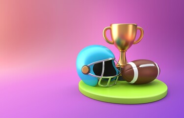 American Football Trophy. 3D Illustration