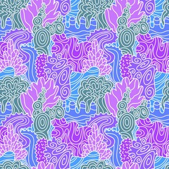 Fototapeta premium Summer abstract doodle ocean floral seamless coral pattern for fabrics and packaging and wrapping paper